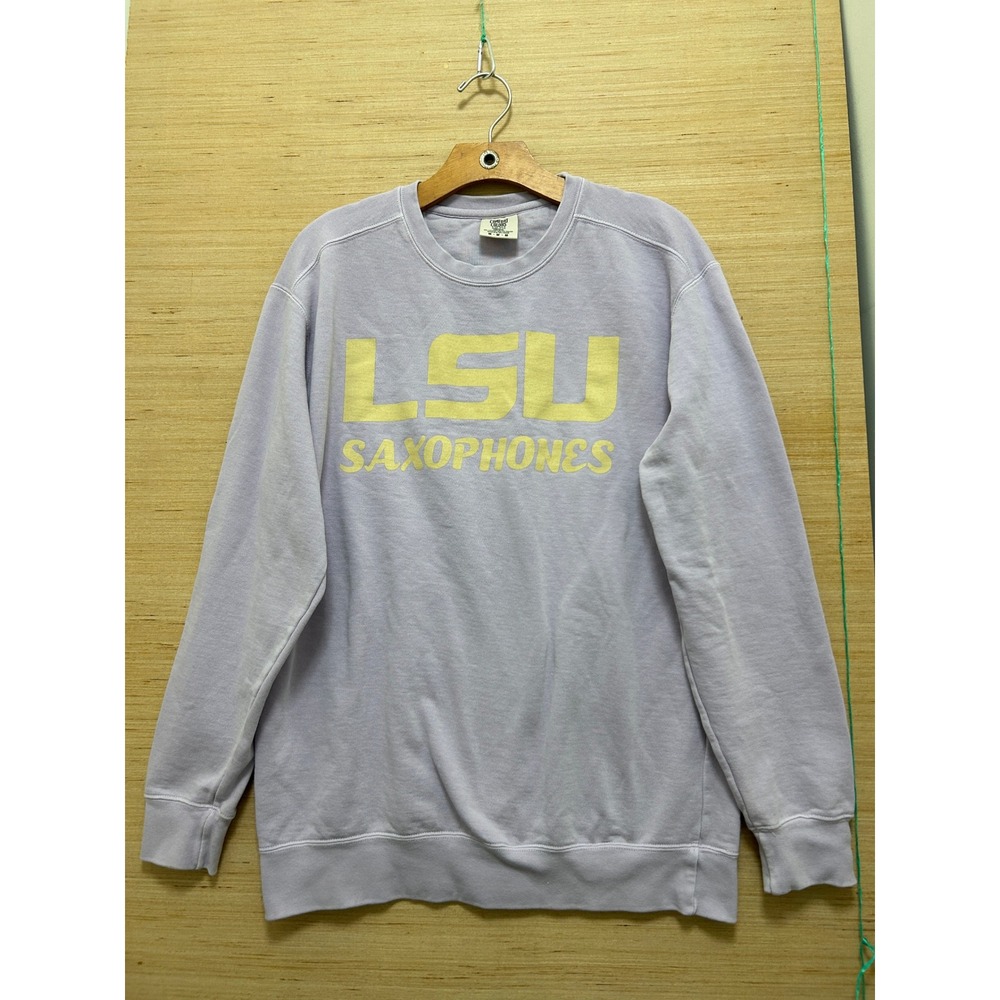Comfort Colors LSU Saxophones Sweatshirt Mens Medium Purple Garment Dye Pullover